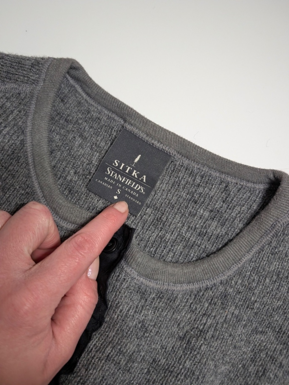 Stanfield Thermal 3/4 Sleeve Top Wool Layer Size Small Grey - Picture 10 of 14